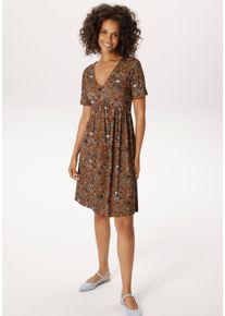 Sommerkleid Aniston CASUAL, Damen, Gr. 48, N-Gr, braun (braun, hellbraun, anthrazit, graublau, gr&uuml;n, lachs, wei&szlig;), Single Jersey, Obermaterial: 95% Viskose, 5% Elasthan, bedruckt, figurumspielend kniefrei, V-Ausschnitt, Kleider Sommerkleid, mit Seesternen und Muscheln bedruckt - NEUE KOLLEKTION, Topseller
