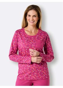 w&auml;schepur Langarmshirt W&Auml;SCHEPUR "Schlafanzug-Shirt", Damen, Gr. 48/50, rosa (fuchsia, bedruckt), 100% Baumwolle, gemustert, gepunktet, Shirts Langarmshirt