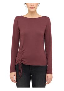 Langarmshirt Mustang "Damen Style Hayley", Damen, Gr. XL, braun (dunkelbraun), Strick, 48% Baumwolle, 48% Modal, 4% Elasthan, U-Boot-Ausschnitt, Shirts Langarmshirt