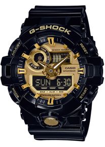 Chronograph Casio G-SHOCK, schwarz (schwarz, gelbgoldfarben), Armbanduhren, Herren, Chronograph, Quarzuhr,Armbanduhr,Herrenuhr, digital,Resinband,bis 20bar wasserdicht