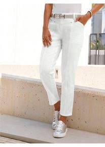 Bequeme Jeans Inspirationen, Damen, Gr. 46, Normalgr&ouml;&szlig;en, wei&szlig;, 98% Baumwolle, 2% Elasthan, unifarben, lang, Jeans Bequeme Jeans