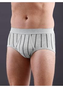 w&auml;schepur Slip W&Auml;SCHEPUR, Herren, Gr. 12, 2 Stk., grau (hellgrau, gestreift), 75% Baumwolle, 25% Polyester, Unterhosen Slip
