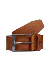 Lederg&uuml;rtel Tommy Hilfiger "LAYTON 3.5 cm breit", Herren, Gr. 95, braun (cognac), Rindsleder, unifarben, G&uuml;rtel Lederg&uuml;rtel, Metallpatch, Einfachdornschlie&szlig;e