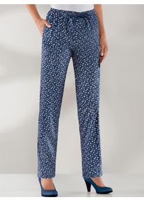 Schlupfhose Classic Basics, Damen, Gr. 46, Normalgr&ouml;&szlig;en, blau (marine, millefleurs), 100% Polyester, gemustert, mehrfarbig, lang, Hosen Schlupfhose