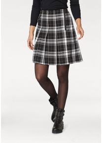 Faltenrock Aniston CASUAL, Damen, Gr. 34, schwarz-wei&szlig; (schwarz, wei&szlig;, kariert), Web, Obermaterial: 63% Polyester, 34% Viskose, 3% Elasthan. Futter: 100% Polyester, kariert, A-Linie kniefrei, R&ouml;cke Faltenrock, mit Zierrei&szlig;verschluss im Vorderteil, Topseller