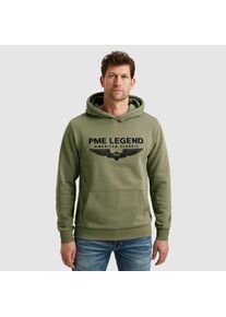 PME-Legend Kapuzensweatshirt PME LEGEND "Hooded soft terry with logo", Herren, Gr. M, gr&uuml;n (loden gr&uuml;n), Sweatware, Obermaterial: 80% Baumwolle, 20% Polyester, bedruckt, regular fit taillenbedeckt, B&uuml;ndchen, Sweatshirts Kapuzensweatshirt, mit Logo Print