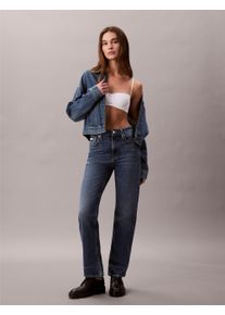 Straight-Jeans Calvin Klein Jeans "HGH RS STRGHT CK ESS", Damen, Gr. 27, L&auml;nge 32, stanton, Denim/Jeans, Obermaterial: 98% Baumwolle, 2% Elasthan, straight fit normal, Jeans Straight-Jeans, Mit G&uuml;rtelschlaufen