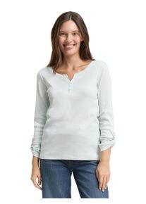 Henleyshirt Tom Tailor, Damen, Gr. XS, sanftes wei&szlig; mint, Web, Obermaterial: 97% Baumwolle, 3% Elasthan, regular fit taillenbedeckt, Rundhals, mit Aufschlag, Shirts Henleyshirt, mit Turn-Up-Arm