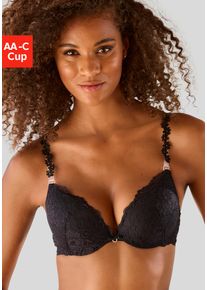 Push-up-BH Vivance, Damen, Gr. 70, Cup B, schwarz, Microtouch, Obermaterial: 90% Polyamid, 10% Elasthan, BHs Push-up-BH, mit 3 extravaganten Tr&auml;gern zum Austauschen, sexy Dessous