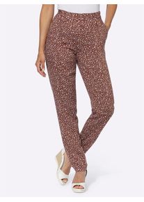 Schlupfhose Inspirationen, Damen, Gr. 46, Normalgr&ouml;&szlig;en, braun (rotbraun, wei&szlig;, bedruckt), 100% Viskose, bedruckt, gemustert, gepunktet, mehrfarbig, lang, Hosen Schlupfhose