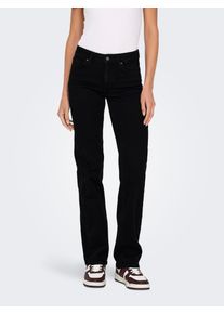 Straight-Jeans Only "ONLBLUSH MID STRAIGHT DNM REA2343 NOOS", Damen, Gr. S (36), L&auml;nge 32, schwarz (schwarz denim), Denim/Jeans, Obermaterial: 92% Baumwolle, 6% Elastomultiester, 2% Elasthan, unifarben, straight fit, Jeans Straight-Jeans