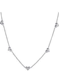 Herzkette Firetti "Schmuck Geschenk Edelstahl Halsschmuck Halskette Ankerkette Herz", silber (edelstahlfarben, kristallwei&szlig;), Halsketten, Damen, Edelstahl, L: 44, Herzkette, mit Zirkonia (synth.)