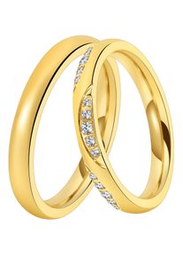 Trauring DOOSTI "Schmuck Geschenk Edelstahl Trauring Ehering Partnerring LIEBE" Gr. 60, gold (gelbgoldfarben), Fingerringe, Damen, 60, ohne Zirkonia, Edelstahl, 3mm, Trauring, wahlweise mit oder ohne Zirkonia