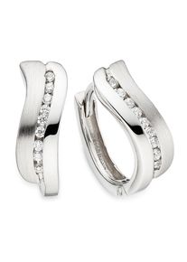 Paar Creolen Bruno Banani "Schmuck Geschenk Silbercreolen", silberfarben, kristallwei&szlig;, kristallwei&szlig;, Ohrringe, Damen, 14mm, Silber 925 (Sterlingsilber), Paar Creolen, mit Zirkonia (synth.)