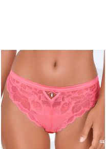 Tanga Lascana, Damen, Gr. 44/46, pink, Spitze, Obermaterial: 88% Polyamid, 12% Elasthan, Unterhosen Tanga, mit edlem Accessoire und feinem Bund aus Satin-Material