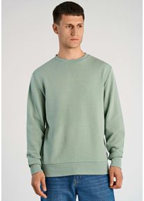 Sweater LINDBERGH, Herren, Gr. S, sage gr&uuml;n, Sweatware, Obermaterial: 85% Baumwolle, 15% Polyester, bedruckt, unifarben, h&uuml;ftbedeckend, Rundhals, B&uuml;ndchen, Sweatshirts Sweater, mit Logo-Print