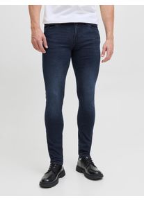 Jack & Jones Skinny-fit-Jeans JACK & JONES "JJILIAM Skinny Jeans mit Used-Waschung f&uuml;r schlanke Silhouette", Herren, Gr. 30, L&auml;nge 32, blau (denim blau), Denim/Jeans, Obermaterial: 99% Baumwolle, 1% Elasthan, Abriebeffekte, skinny fit, Jeans Skinny-fit-Jeans, Abriebeffekte, modisch, skinny fit, Baumwollmischung