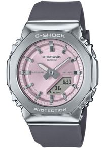 Chronograph Casio G-SHOCK, grau (grau, rosa), Armbanduhren, Damen, Chronograph, Quarzuhr, Armbanduhr, Damenuhr, Herrenuhr, Stoppfunktion, Resinband