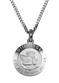 Kette mit Anh&auml;nger Firetti "Schmuck Geschenk Silber 925 Halsschmuck Halskette Panzerkette Engel", silber (silberfarben), Halsketten, Jungen, Silber 925 (Sterlingsilber), L: 38, Kette mit Anh&auml;nger, Gravur: Gottes Segen auf all deinen Wegen / zur heiligen Taufe