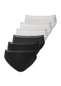 Jazz-Pants Slips Vivance, Damen, Gr. 36/38, 6 Stk., schwarz (schwarz, creme), Single Jersey, Obermaterial: 95% Baumwolle, 5% Elasthan, gepunktet, unifarben, Unterhosen Jazz-Pants Slips, angenehm elastische Qualit&auml;t, Topseller