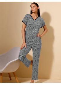w&auml;schepur Schlafanzug W&Auml;SCHEPUR, Damen, Gr. 44/46, schwarz, wei&szlig;, bedruckt, 95% Modal, 5% Elasthan, Homewear-Sets Schlafanzug