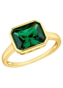 Fingerring s.Oliver "Solit&auml;r-Optik" Gr. 54, gold (gelbgoldfarben, gr&uuml;n), Fingerringe, Damen, 54, Silber 925 (Sterlingsilber), 0,8mm, Fingerring, mit Zirkonia (synth.)