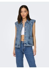 Jeansweste Only "ONLKENNEDY SL DNM WAISTCOAT BJ NOOS", Damen, Gr. XL, blau (medium blau denim), Denim/Jeans, Obermaterial: 100% Baumwolle, unifarben, Westen Jeansweste
