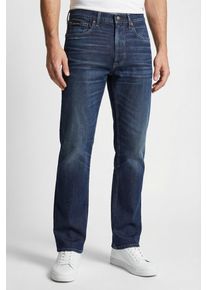 Slim-fit-Jeans Calvin Klein, Herren, Gr. 31, L&auml;nge 30, schwarz casper, Denim/Jeans, Obermaterial: 98% Baumwolle, 2% Elasthan, unifarben, slim fit lang, Jeans Slim-fit-Jeans, used washed, Slim Straight Fit, Logopatch am Bund