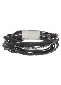 Wickelarmband Firetti "mehrreihig, mit Elementen aus Metall", rosa (schwarz, ros&eacute;goldfarben, metallfarben, gunfarben), Armb&auml;nder, Damen, 38cm, Materialmix Polyurethan, Materialmix, Polyurethan, Wickelarmband