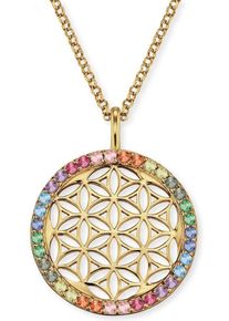 Kette mit Anh&auml;nger Engelsrufer "Lebensblume", bunt (gelbgoldfarben, blau, gr&uuml;n, gelb, orange, rot, lila, rosa), Halsketten, Damen, Silber 925 (Sterlingsilber), L: 50, Kette mit Anh&auml;nger, mit Zirkonia (synth.)
