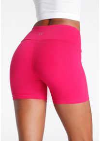 Shorts Lascana, Damen, Gr. 40/42, N-Gr, pink, Single Jersey, Obermaterial: 95% Baumwolle, 5% Elasthan, unifarben, Basic, kurz, Hosen Shorts, mit breitem B&uuml;ndchen und Logodruck, Loungewear, Topseller