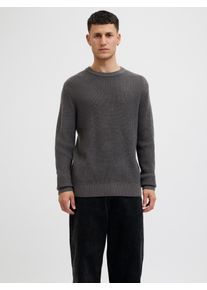 Jack & Jones Strickpullover JACK & JONES "JJGLOBAL KNIT CREW NECK", Herren, Gr. M, asphalt, Strick, Obermaterial: 67% Polyacryl, 33% Baumwolle, unifarben, regular fit, Rundhals, Pullover Strickpullover