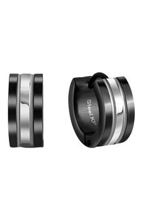 Paar Creolen Firetti "Schmuck Geschenk Bicolor, &Oslash; ca. 13 mm", silber (schwarz, silberfarben), Ohrringe, Damen, 13mm, Edelstahl, Paar Creolen