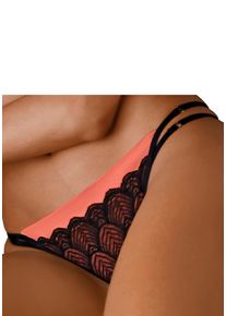 String Lascana "Belinda", Damen, Gr. 36/38, schwarz (schwarz, kupfer), Obermaterial: 61% Polyamid, 26% Polyester, 13% Elasthan, Unterhosen String, aus sch&ouml;ner Satinware kombiniert mit Spitze, Topseller