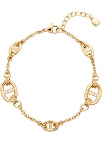 Armband Leonardo "Herma", gold (gelbgoldfarben, kristallwei&szlig;, kristallwei&szlig;), Armb&auml;nder, Damen, 23cm, Edelstahl, Armband, mit Zirkonia (synth.)