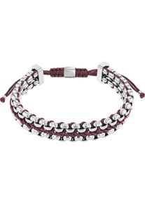 Armband Calvin Klein "Schmuck Edelstahl Armkette CK FUSED", rot (edelstahlfarben, rot), Armb&auml;nder, Damen, 195cm, Edelstahl Nylon, Edelstahl, Nylon, Armband