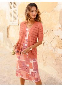 CR&Eacute;ATION L Ajourstrickjacke CREATION L, Damen, Gr. 42, papaya, 100% Baumwolle, Strickjacken Ajourstrickjacke