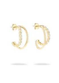 Paar Creolen Tamaris "Schmuck Geschenk Silber 925 Ohrringe Tiny Glimmer", gold (gelbgoldfarben, kristallwei&szlig;, kristallwei&szlig;), Ohrringe, Damen, Silber 925 (Sterlingsilber), Paar Creolen, mit Zirkonia (synth.)