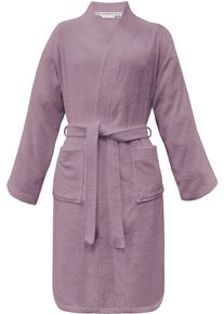 Bademantel Tom Tailor HOME "Kimono COLOR BATH" Gr. L, lila (cozy mauve), L, Frottier, Hausm&auml;ntel, Bademantel