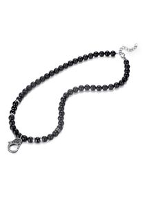 Kette ohne Anh&auml;nger Kingka "SN681SAG", schwarz (edelstahlfarben, schwarz), Halsketten, Herren, Edelstahl, L: 50, Kette ohne Anh&auml;nger, mit Achat