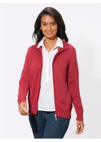 Strickjacke Casual Looks, Herren, Gr. 38, rot (korallenrot), 50% Baumwolle, 50% Polyacryl, unifarben, figurumspielend, Strickjacken Strickjacke