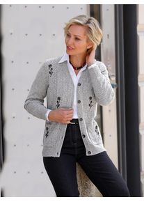 Cardigan Classic Basics, Damen, Gr. 42, grau (hellgrau, meliert), 73% Polyacryl, 20% Polyamid, 7% Polyester, meliert, Strickjacken Cardigan