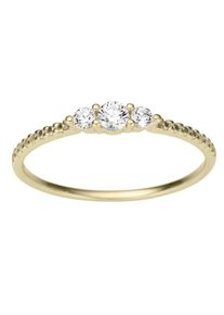 Goldring Firetti "Schmuck Geschenk Gold 333 Damenring Goldring" Gr. 18, gold (gelbgoldfarben, kristallwei&szlig;), Fingerringe, Damen, 18, Gelbgold 333, 3mm, Goldring, mit Zirkonia (synth.)
