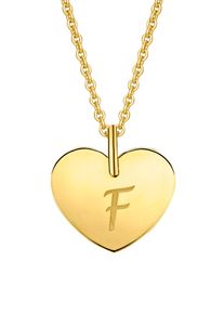 Kettenanh&auml;nger ONE ELEMENT "Herz mit Gravur F Buchstaben Anh&auml;nger aus 333 Gelbgold", gold, Schmuckanh&auml;nger, Damen, Gelbgold 333, Kettenanh&auml;nger