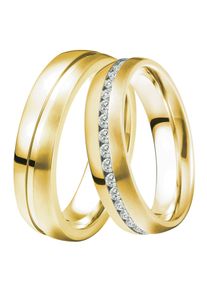 Trauring DOOSTI "Schmuck Geschenk Silber 925 Trauring Ehering Partnerring LIEBE" Gr. 58, gold (gelbgoldfarben), Fingerringe, Damen, 58,mit Zirkonia, Silber 925 (Sterlingsilber), 6mm, Trauring, wahlweise mit oder ohne Zirkonia
