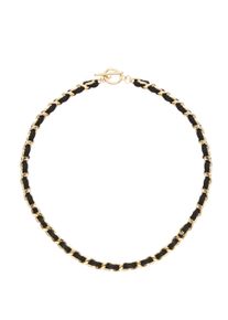 Gliederkette Lascana, Damen, Gr. Metall Textil, L: 45, gold (goldfarben, schwarz), Metall, Textil, Halsketten Gliederkette, Halskette mit Knebelverschluss, weite Panzerkette, Topseller