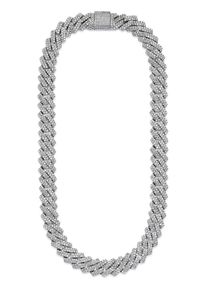Collier Bruno Banani "Schmuck Geschenk breite Cubankette mit Glitzersteinen", messingfarben, kristallwei&szlig;, Halsketten, Damen, Messing, L: 50 B: 13,7mm, Collier, mit Zirkonia (synth.), B:13,7mm