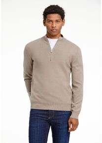 Troyer LINDBERGH, Herren, Gr. L, mid braun, Strick, Obermaterial: 52% Viskose, 26% Polyester, 22% Polyamid, unifarben, relaxed fit h&uuml;ftbedeckend, Rundhals, B&uuml;ndchen, Pullover Troyer, aus Viskose und mit Stehkragen