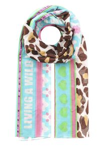 Modeschal Zwillingsherz "Wild Life", Damen, blau (t&uuml;rkis), Web, Baumwollmischung, gemustert, Modet&uuml;cher Modeschal, mit buntem Leomuster