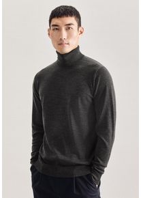 Strickpullover Seidensticker "Schwarze Rose", Herren, Gr. XL, grau, 100% Wolle, unifarben, regular fit, Rundhals, Pullover Strickpullover, 1/1 Rollkragen Uni